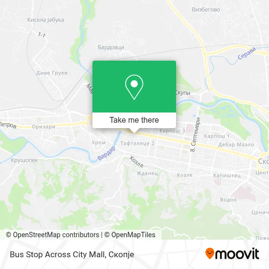Bus Stop Across City Mall map