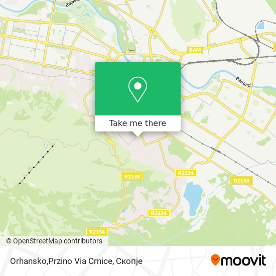 Orhansko,Przino Via Crnice mapa