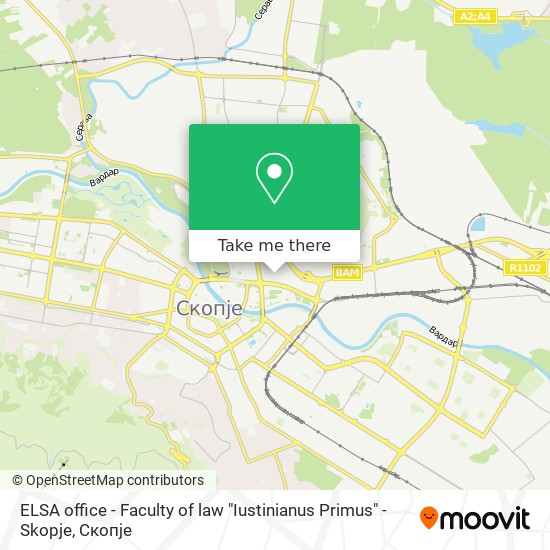 ELSA office - Faculty of law "Iustinianus Primus" - Skopje map