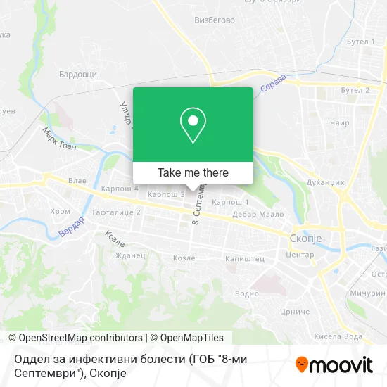 Оддел за инфективни болести (ГОБ "8-ми Септември") map