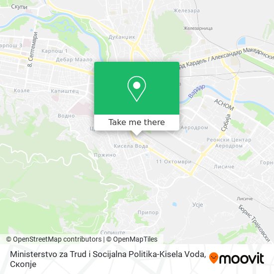 Ministerstvo za Trud i Socijalna Politika-Kisela Voda map