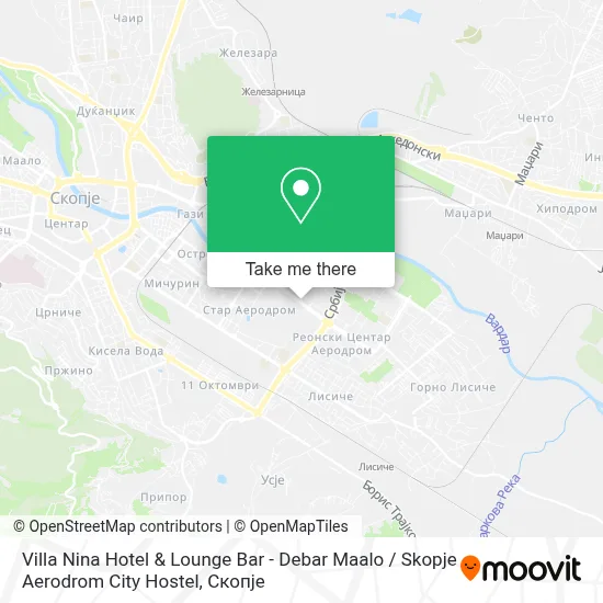 Villa Nina Hotel & Lounge Bar - Debar Maalo / Skopje Aerodrom City Hostel map