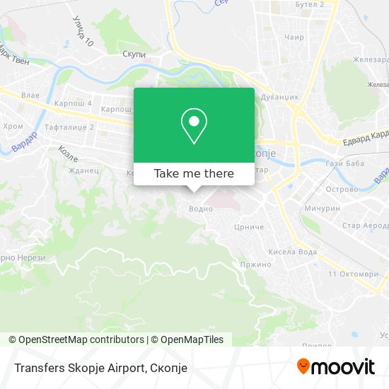 Transfers Skopje Airport map