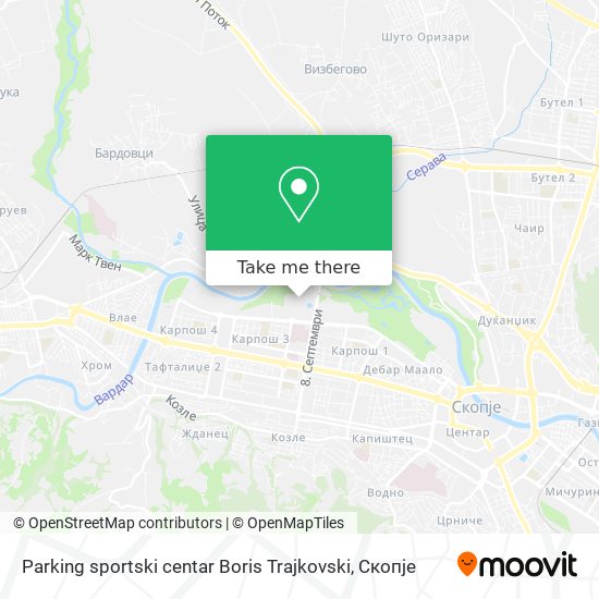 Parking sportski centar Boris Trajkovski mapa