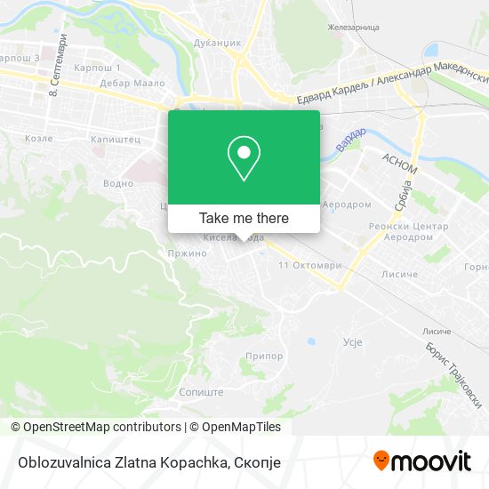 Oblozuvalnica Zlatna Kopachka map