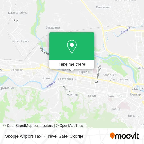 Skopje Airport Taxi - Travel Safe map
