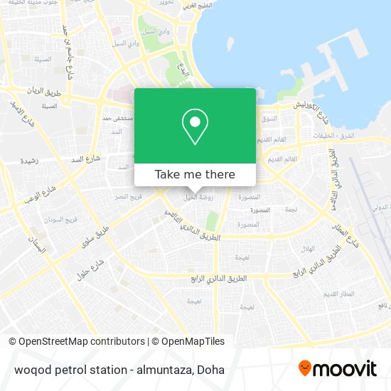 woqod petrol station - almuntaza map