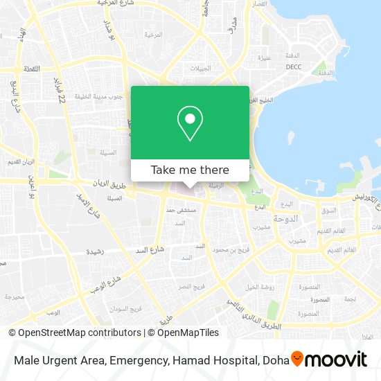 Male Urgent Area, Emergency, Hamad Hospital map