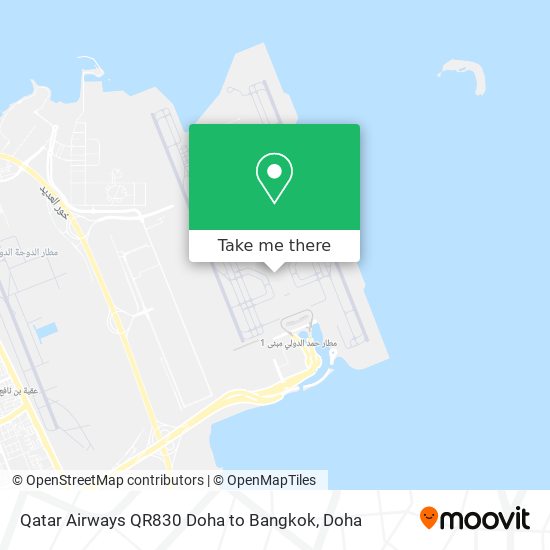 Qatar Airways QR830 Doha to Bangkok map