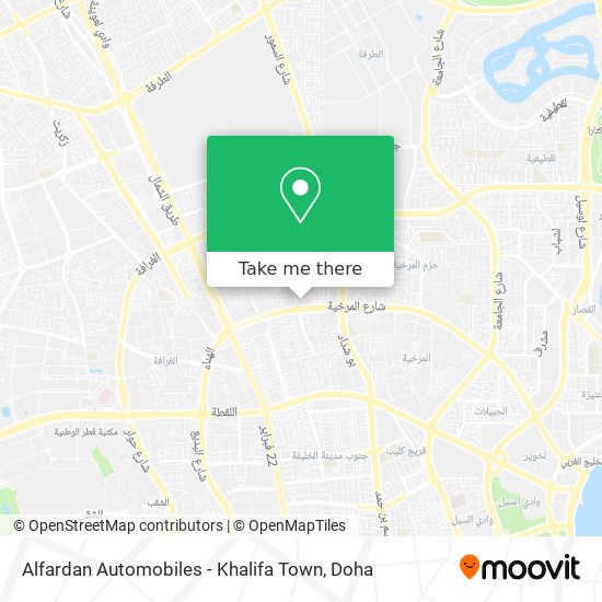 Alfardan Automobiles - Khalifa Town map