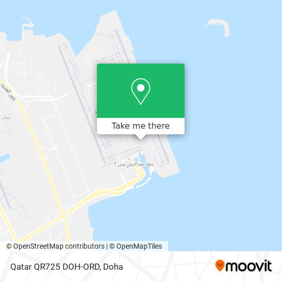 Qatar QR725 DOH-ORD map