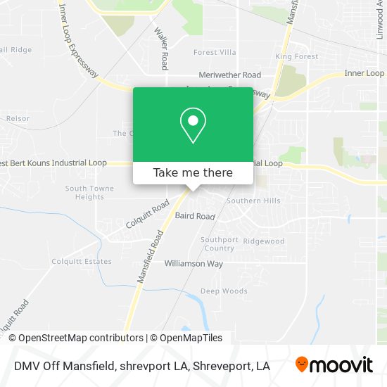 DMV Off Mansfield, shrevport LA map