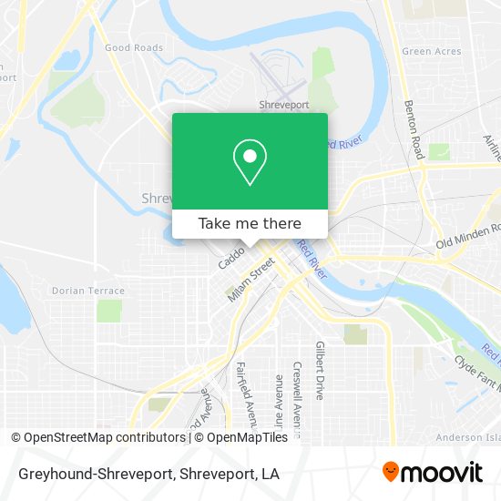 Greyhound-Shreveport map