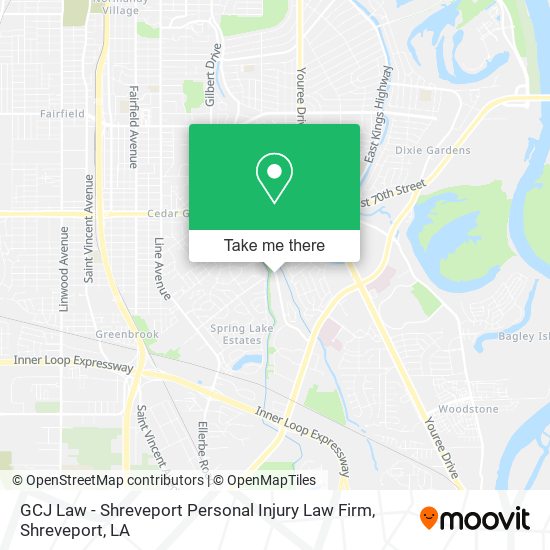 GCJ Law - Shreveport Personal Injury Law Firm map