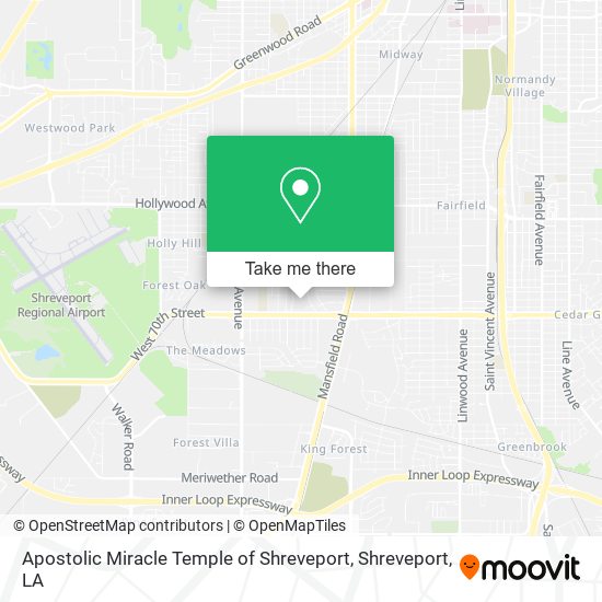 Apostolic Miracle Temple of Shreveport map