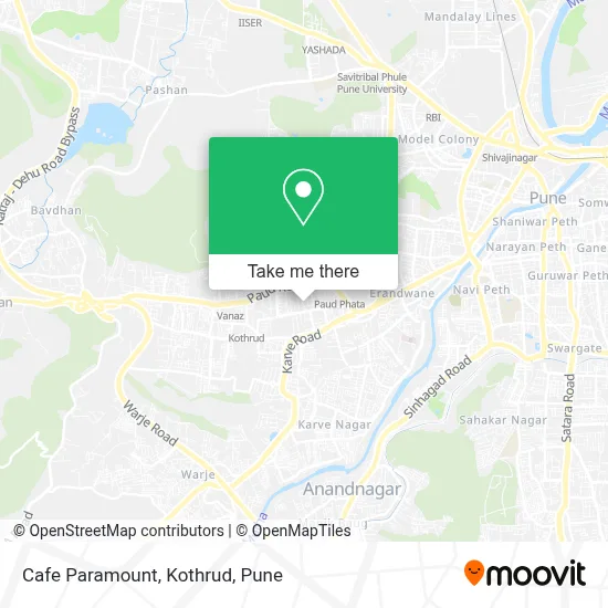 Cafe Paramount, Kothrud map