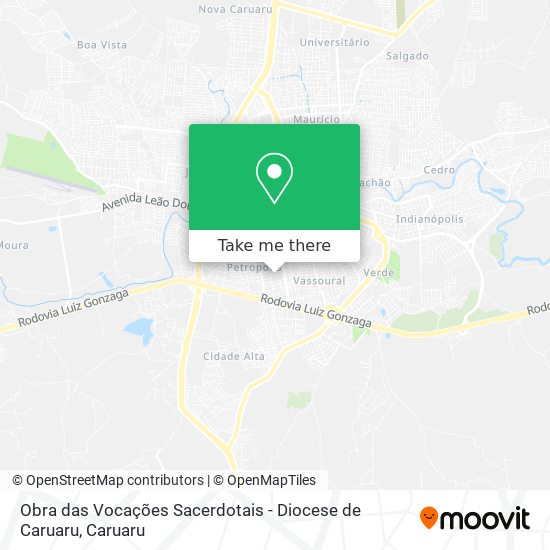 Obra das Vocações Sacerdotais - Diocese de Caruaru map