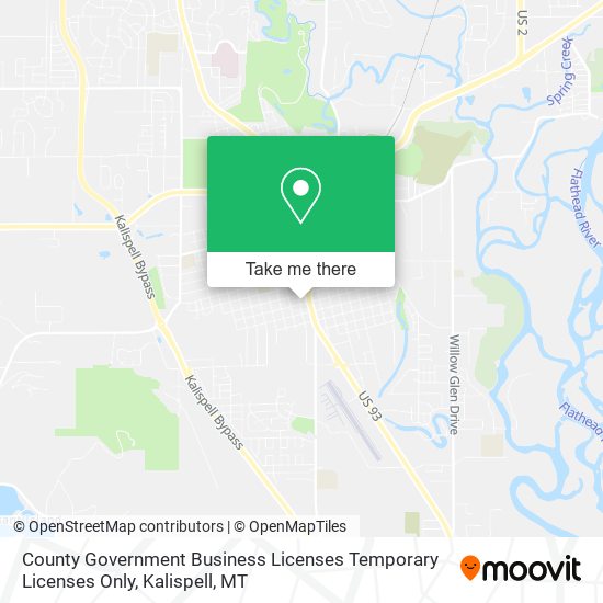 County Government Business Licenses Temporary Licenses Only map