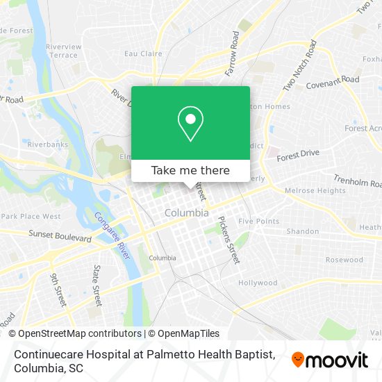 Mapa de Continuecare Hospital at Palmetto Health Baptist