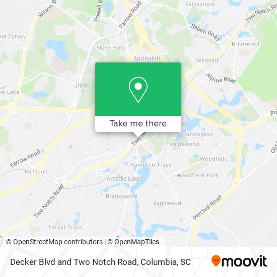 Decker Blvd and Two Notch Road map