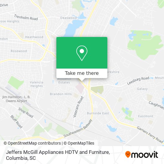 Jeffers McGill Appliances HDTV and Furniture map