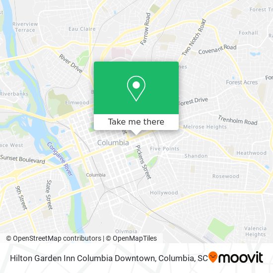 Hilton Garden Inn Columbia Downtown map