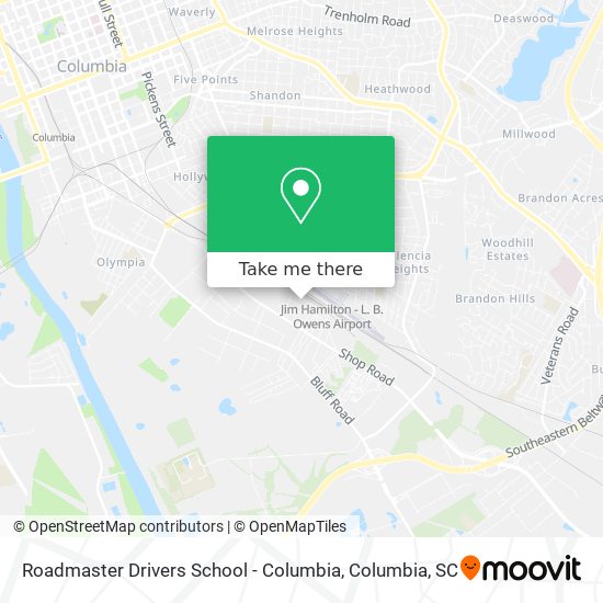 Roadmaster Drivers School - Columbia map