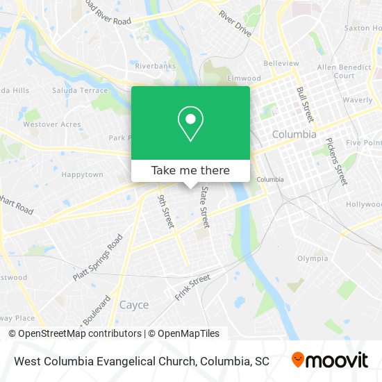 West Columbia Evangelical Church map