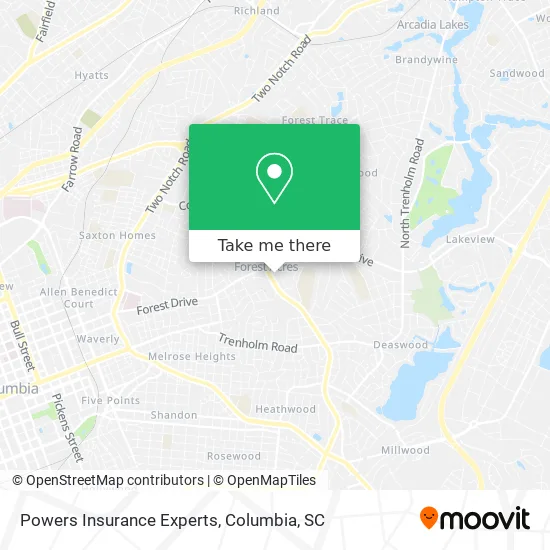 Powers Insurance Experts map