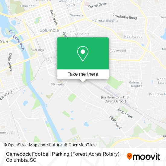 Mapa de Gamecock Football Parking (Forest Acres Rotary)