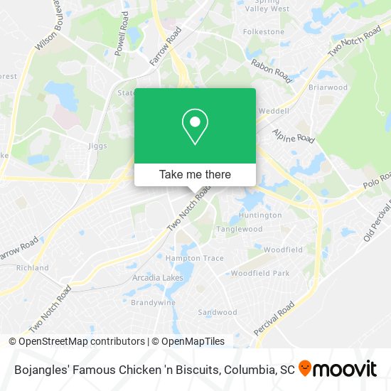 Bojangles' Famous Chicken 'n Biscuits map
