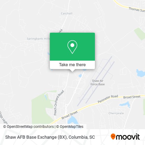 Shaw AFB Base Exchange (BX) map