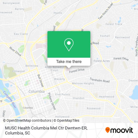 MUSC Health Columbia Mel Ctr Dwntwn-ER map