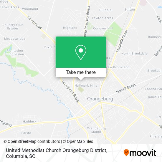 United Methodist Church Orangeburg District map