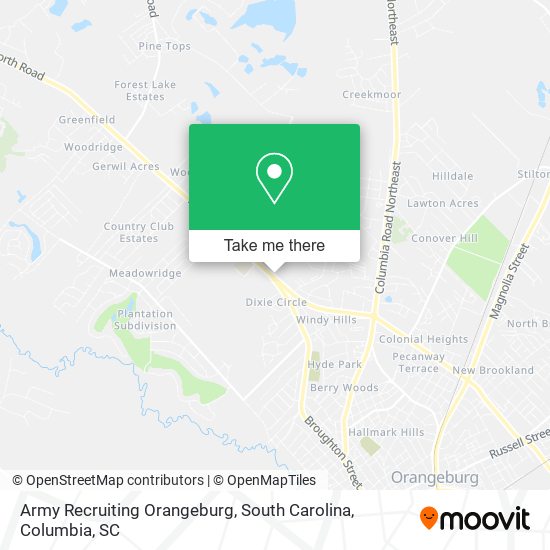 Army Recruiting Orangeburg, South Carolina map