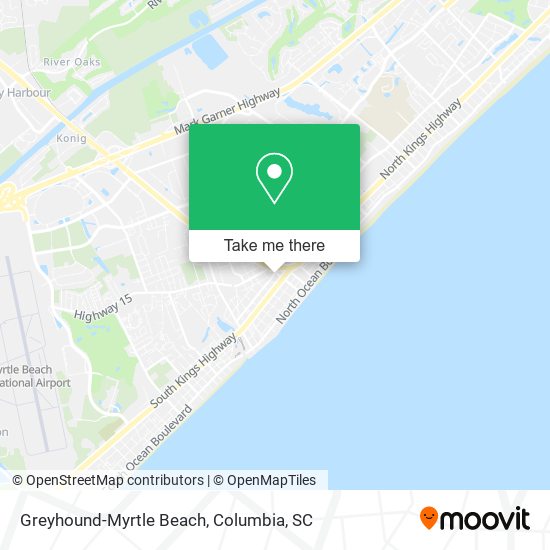 Mapa de Greyhound-Myrtle Beach