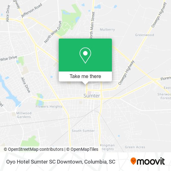 Oyo Hotel Sumter SC Downtown map