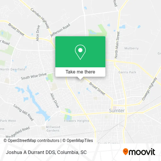 Joshua A Durrant DDS map