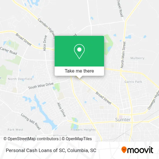Personal Cash Loans of SC map