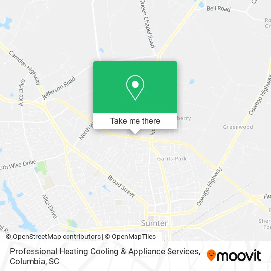 Professional Heating Cooling & Appliance Services map
