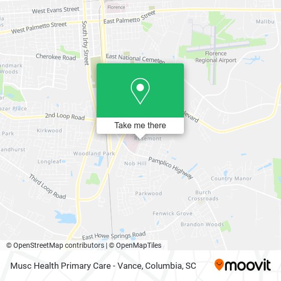 Musc Health Primary Care - Vance map
