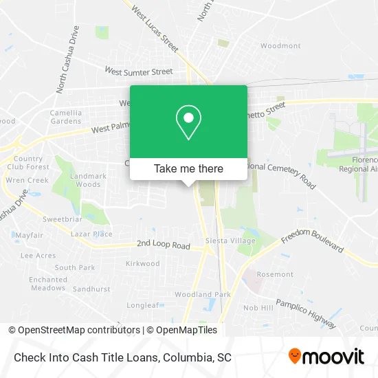 Check Into Cash Title Loans map