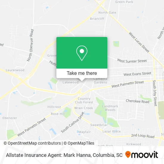 Allstate Insurance Agent: Mark Hanna map