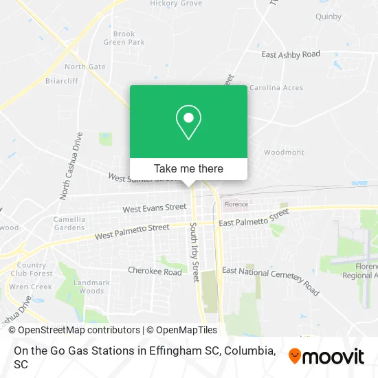 On the Go Gas Stations in Effingham SC map