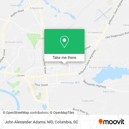 John Alexander Adams, MD map