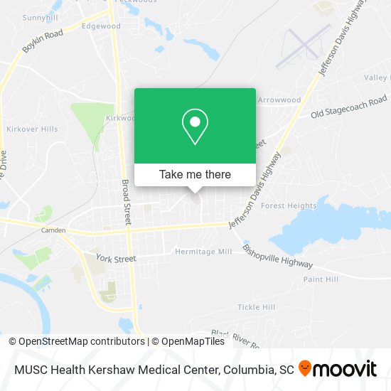 Mapa de MUSC Health Kershaw Medical Center