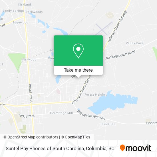 Mapa de Suntel Pay Phones of South Carolina