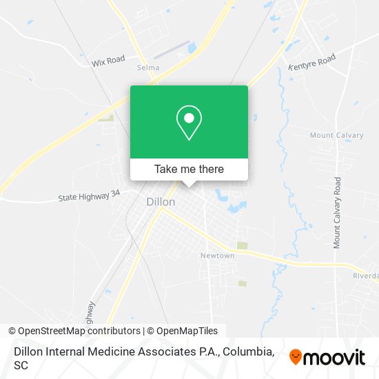 Dillon Internal Medicine Associates P.A. map