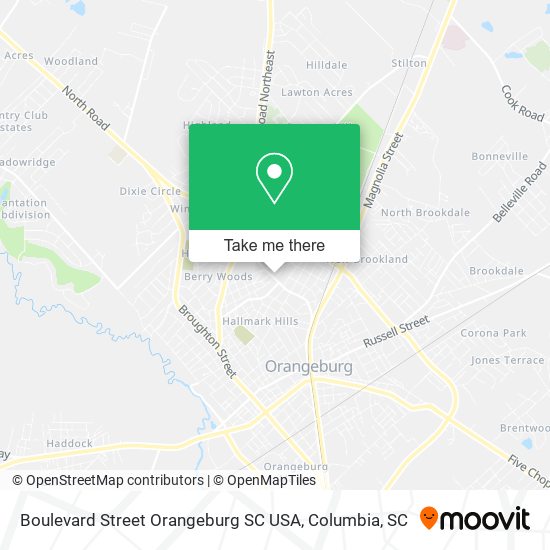 Boulevard Street Orangeburg SC USA map