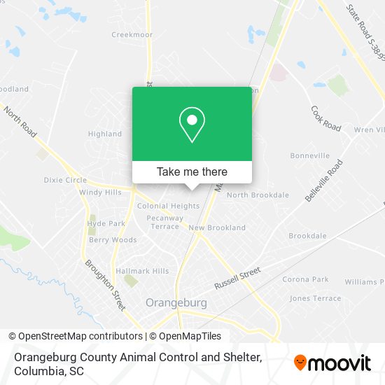 Orangeburg County Animal Control and Shelter map